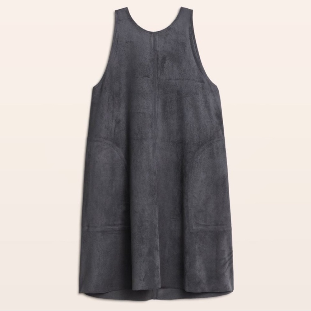 Aritzia Wilfred Gray Sleeveless Faux Suede Trompette Mini Dress